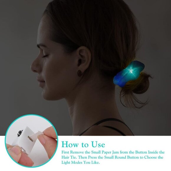 LED Scrunchies 12 pcs Glow in Dark Hair Ties Colorful Meteor Yarn Light Up main image 6
